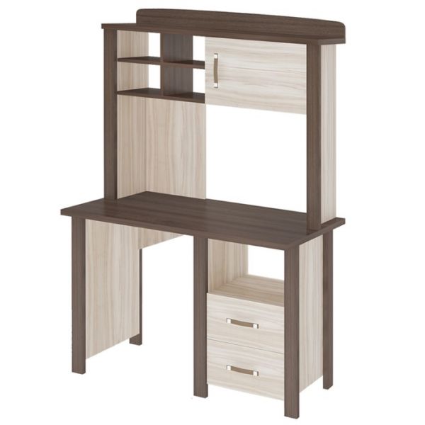 Стол СТД-115 с тумбой и надстройкой НД-115, 1150 ? 640 ? 1680 мм, цвет нельсон / белый