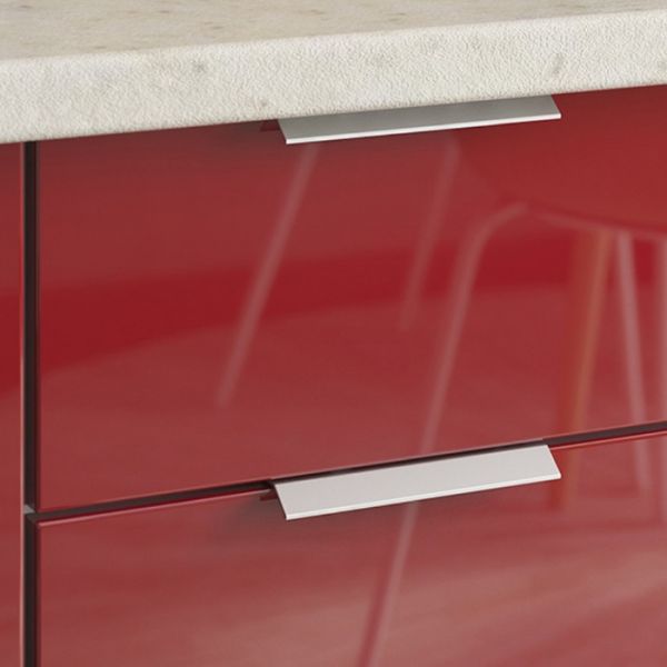 Кухонный гарнитур Бостон 2000х600 белый/белый/красный глянец