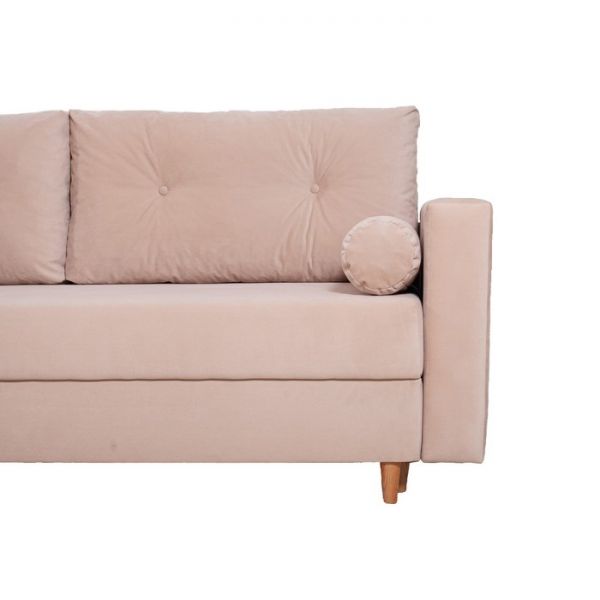 Прямой диван «Киото», механизм еврокнижка, велюр, цвет бежевый