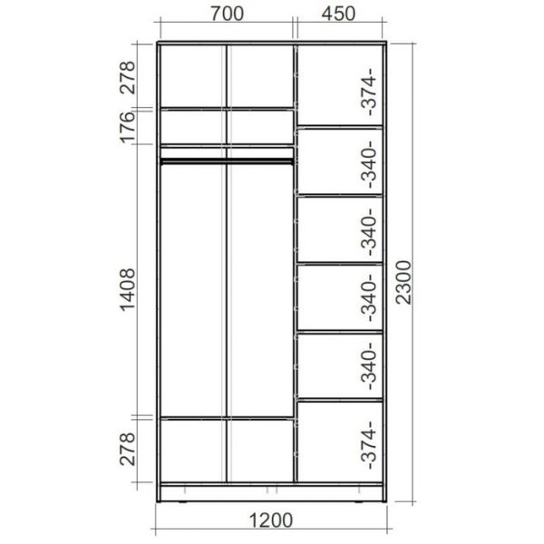 Шкаф-купе Хит-23-12-66 Венге магия, уголки