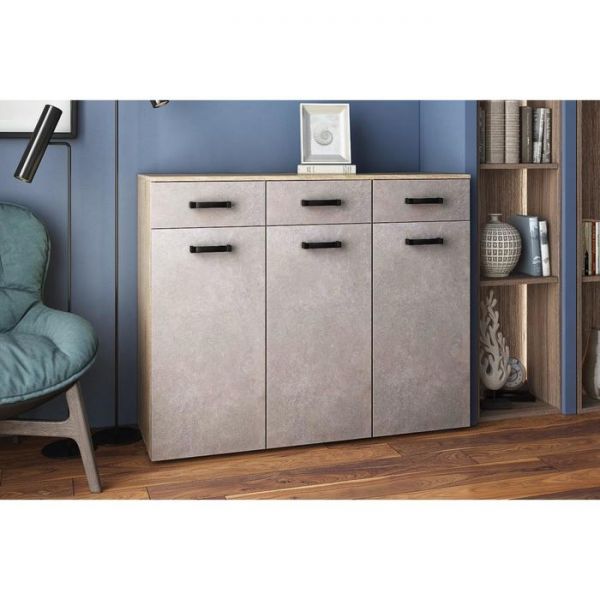Комод Виго-5, 1200*985*450, Дуб сонома/Бетон
