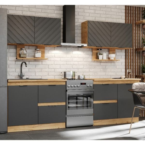 Кухонный гарнитур Диана 5 2000 МДФ,  Дуб золотистый/Софт графит