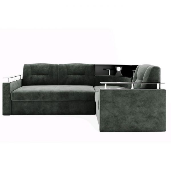 Угловой диван «София», угол правый, дельфин, подсветка, велюр, ЛДСП венге, цвет селфи 01