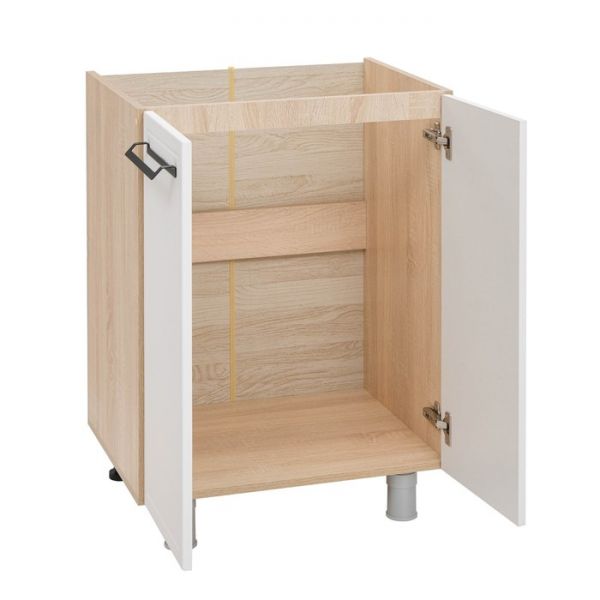 Шкаф наполный под мойку Квадро 600х470х826 Дуб сонома/Нубук Милк
