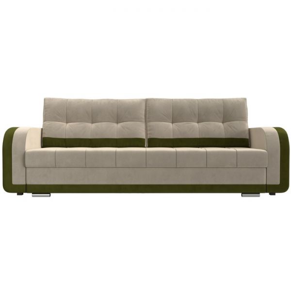 Диван прямой «Марсель», механизм еврокнижка, микровельвет, цвет бежевый / зелёный