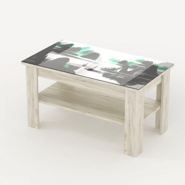 Стол журнальный «Бостон мини», 900 ? 500 ? 500, стекло, фотопечать, цвет гавань