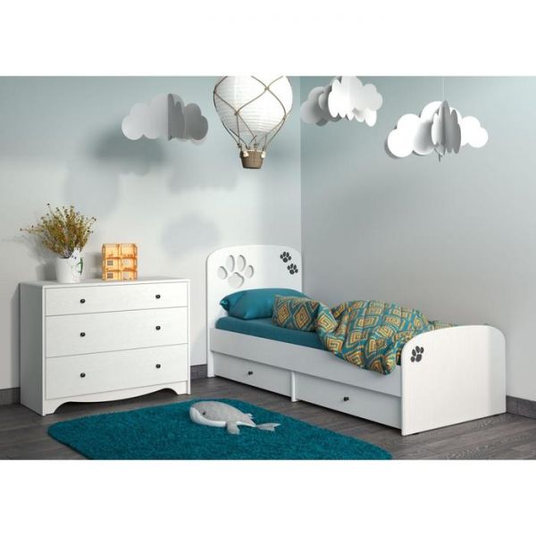 Кровать Томас с ящиками 11.26, 1938х872х995, Белый/Ясень ваниль