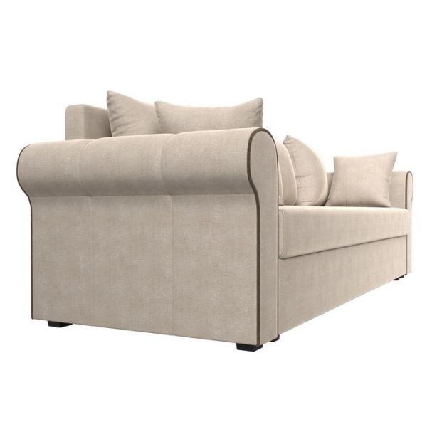 Прямой диван «Рейн», механизм еврокнижка, рогожка, цвет бежевый / кант коричневый