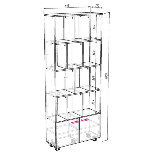 Стеллаж Альянс 1, 820х310х2000, Бодега светлый