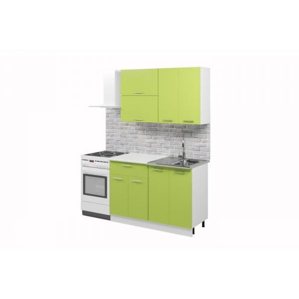 Кухонный гарнитур «Лилия», 1.2 м, ЛДСП, без мойки, цвет белый / лайм