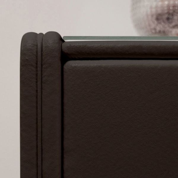 Комод «Алеро», 3 ящика, 1010 ? 375 ? 765 мм, экокожа, стекло, цвет взбитые сливки