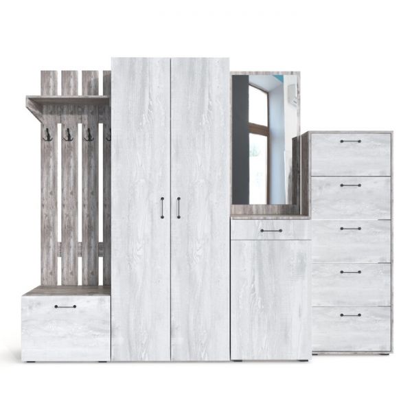 Прихожая «Грейвуд», 2550 ? 380 ? 2050 мм, цвет пайн бетон тёмный / пайн бетон светлый