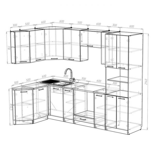 Кухонный гарнитур Кира гранд прайм 2600*1400