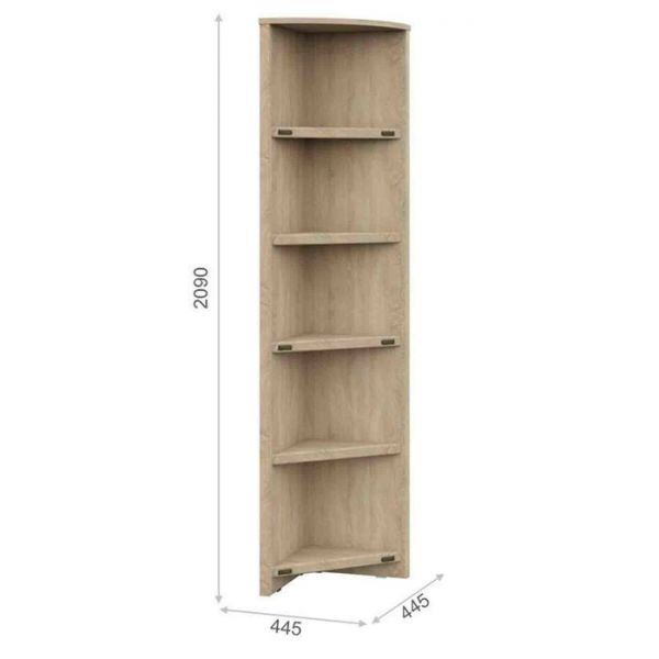 Стеллаж угловой «Валенсия», 445 ? 445 ? 2090 мм, цвет дуб сонома