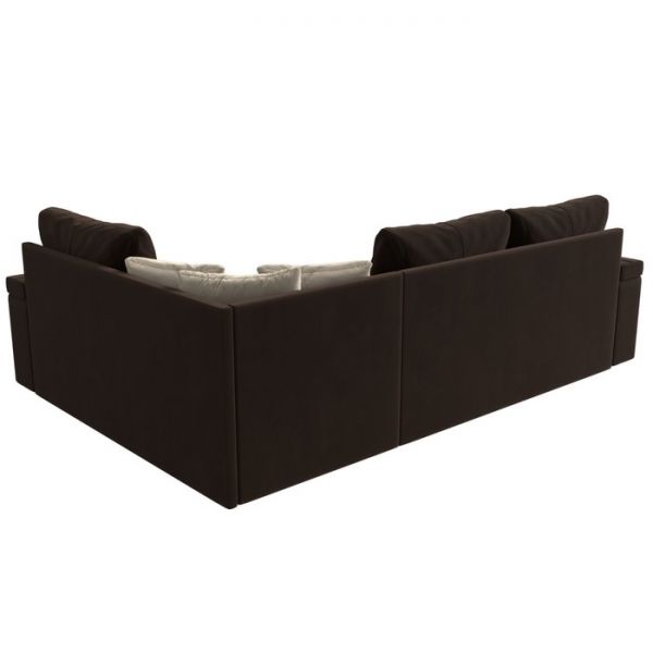 Угловой диван «Николь», механизм дельфин, микровельвет, правый угол, коричневый