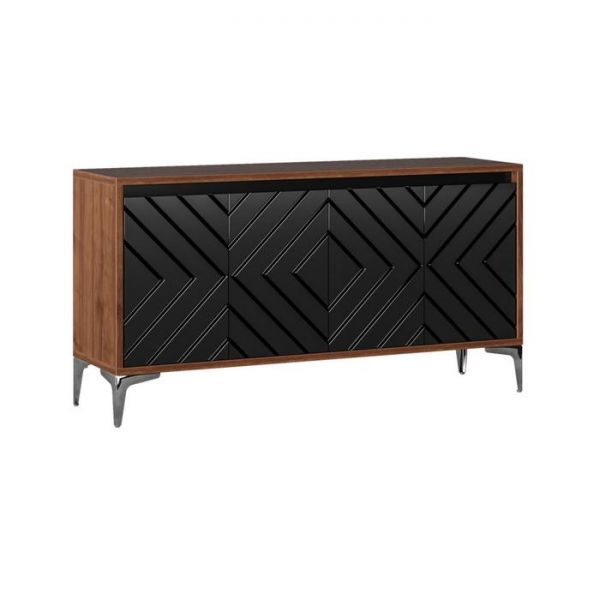 Тумба под ТВ Муар 13.261, 1380х400х730, Орех селект каминный/Черный глянец