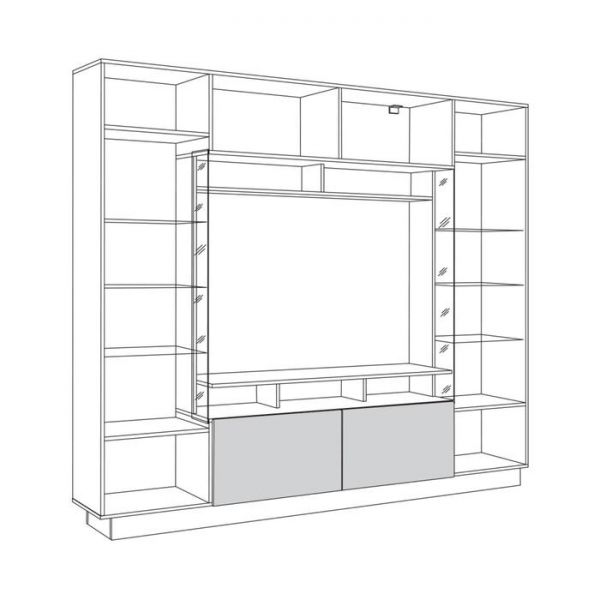 Гостиная Орлеан 15.95, ниша 1332х860, 2350х381х2003, Камень темный/Белый глянец МДФ