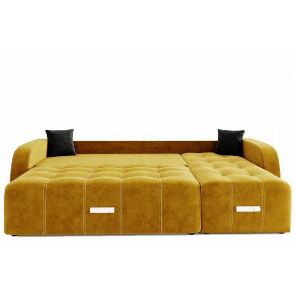 Угловой диван «Нью-Йорк», угол правый, пантограф, велюр, цвет селфи 01, подушки селфи 03