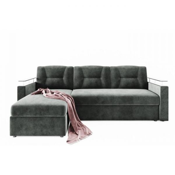 Угловой диван «Монро», угол левый, ЛДСП венге, механизм дельфин, велюр, цвет селфи 01