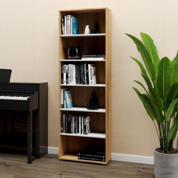 Стеллаж Лофт, 600х1810х210, Дуб крафт золотой/Белый