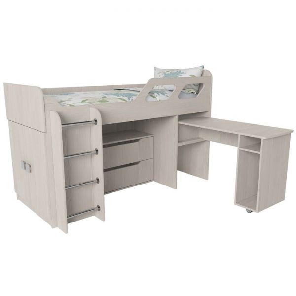 Кровать Вега 4 левый, 1950х1250х1260, Бодега светлый/Капучино