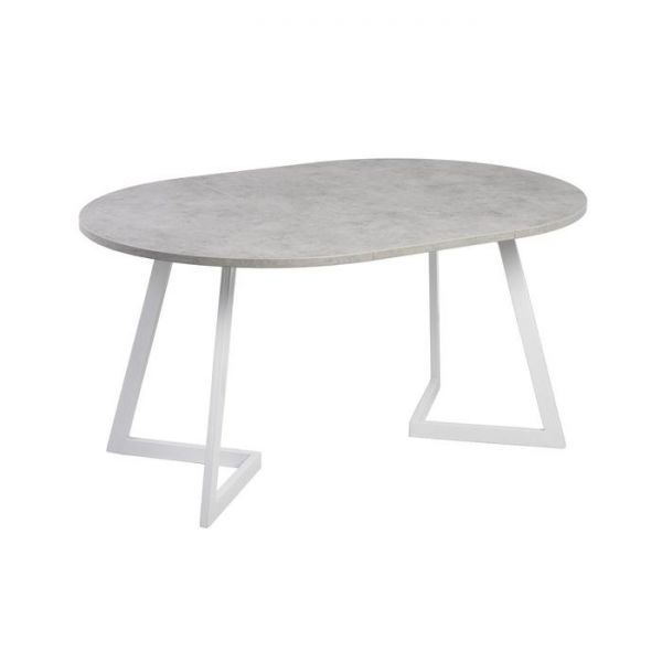Стол РИМ D-1050/1500 Бетон Чикаго светлый/Опора РИМ Гаспар-К, белый глянец