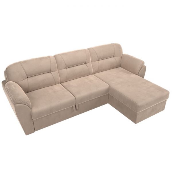 Угловой диван «Бостон», механизм дельфин, велюр, цвет бежевый