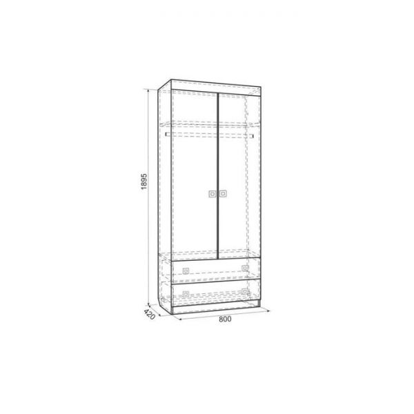 Шкаф комбинированный Форсаж с ящ. 2-створчатый 800х419х1895 дуб сонома/белый