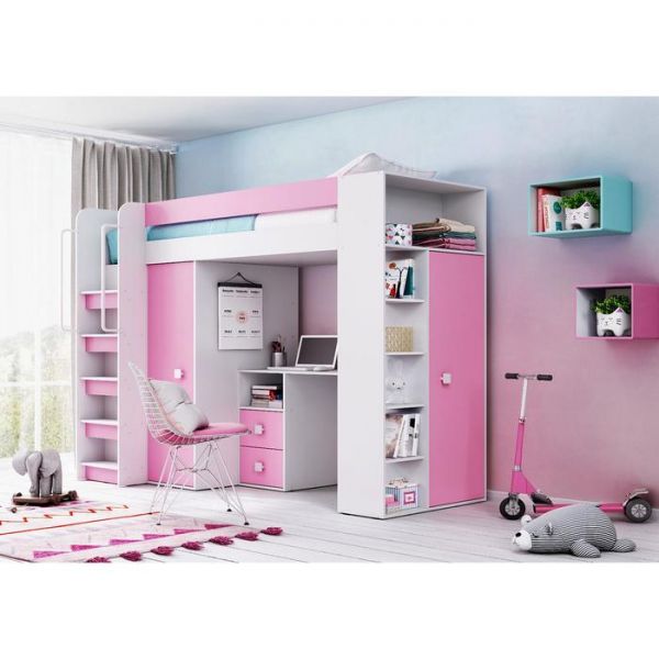 Детский уголок Д-4,2000х800 корпус Белый/Розовый