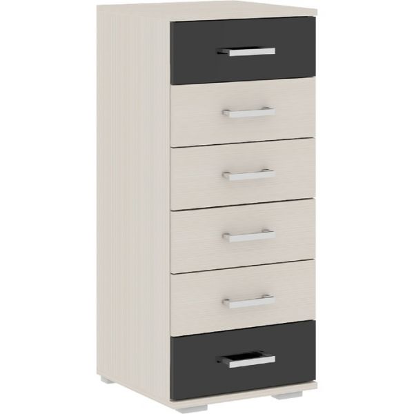 Комод Сити 40-1 990х400х410 Сосна карелия /Черный Глянец