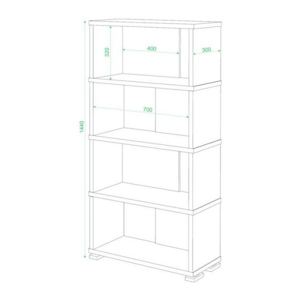 Стеллаж, 700 ? 300 ? 1440 мм, цвет нельсон