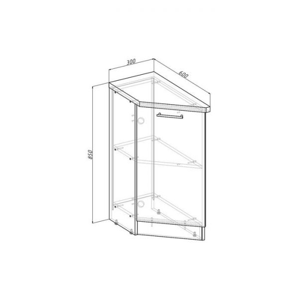 Шкаф напольный Сабрина 300х600х850 заверш. лев. закрытый венге/дуб сонома/дуглас темный