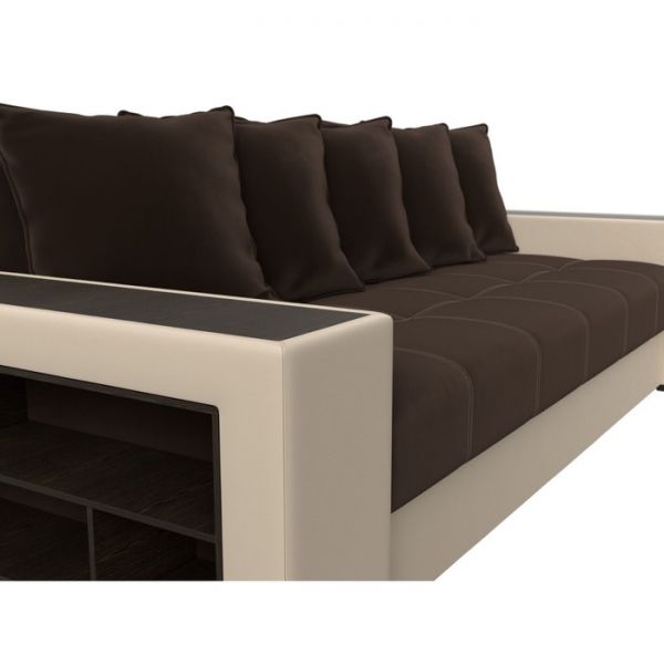 Диван прямой «Дубай», механизм еврокнижка, цвет серая рогожка / чёрная экокожа