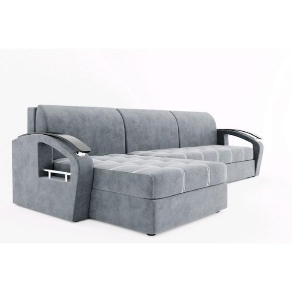 Угловой диван «Дубай», угол левый, еврокнижка, МДФ венге, цвет селфи 01, подушки селфи 03