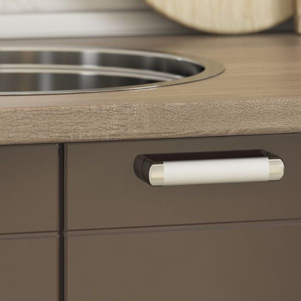 Кухонный гарнитур Виктория 2000х600 белый/крем глянец/шоколад глянец