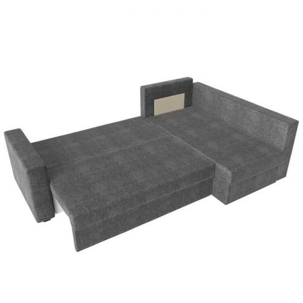 Угловой диван «Мансберг», механизм еврокнижка, угол левый, рогожка, цвет серый