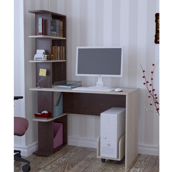 Стол компьютерный СК07, 1100х550х1590, Дуб молочный/Венге