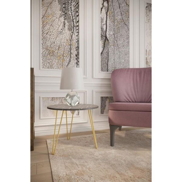 Стол журнальный «РИД Голд 430», 550 ? 550 ? 450 мм, цвет белый мрамор