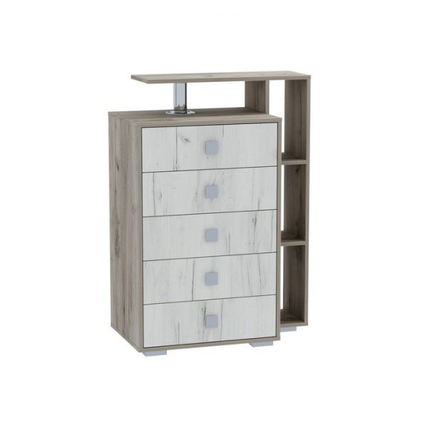 Комод с ящиками и нишей Ольга 17, 1085х800х450, Крафт серый/Крафт белый