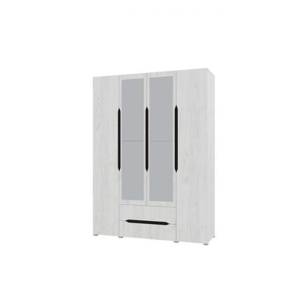 Шкаф «Вега», ЛДСП, 3 створки, 4 ящика, с зеркалом, цвет крафт белый/венге