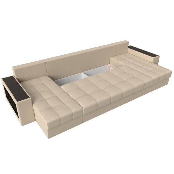 П-образный диван «Дубай», механизм еврокнижка, экокожа, цвет бежевый