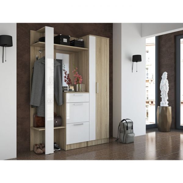 Прихожая Мартина, 1000х354х2016, Дуб сонома/Белый глянец