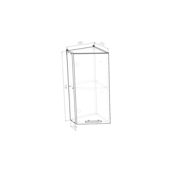 Шкаф навесной Лира 300х300х720 завершающий закрытый  белый/Квадро шимо светлый