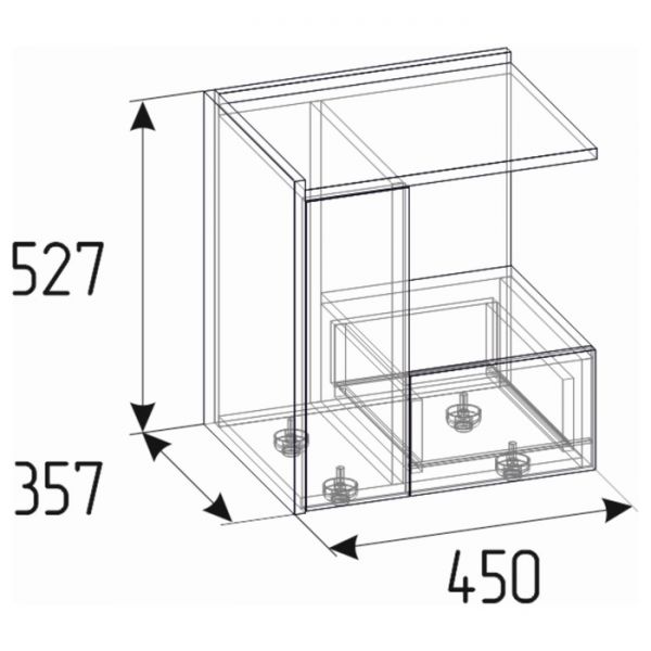 Тумба прикроватная Nature 42, 450 ? 357 ? 527 мм, цвет гаскон пайн / чёрный