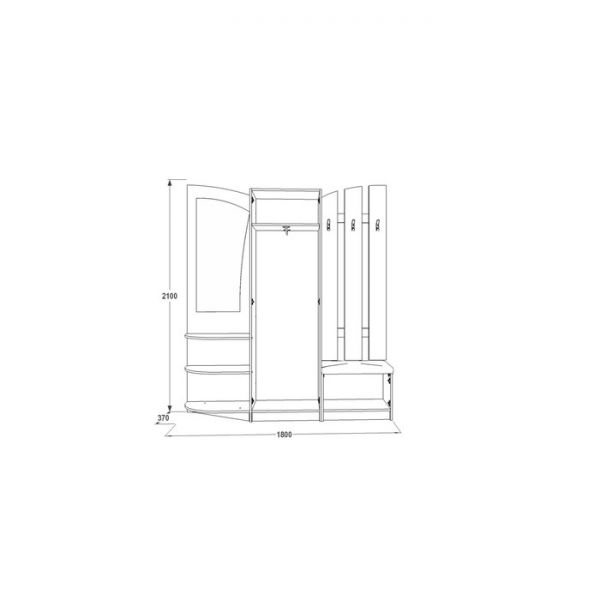 Прихожая Саша 2 , 2100х1800х370, Анкор темный/Анкор светлый