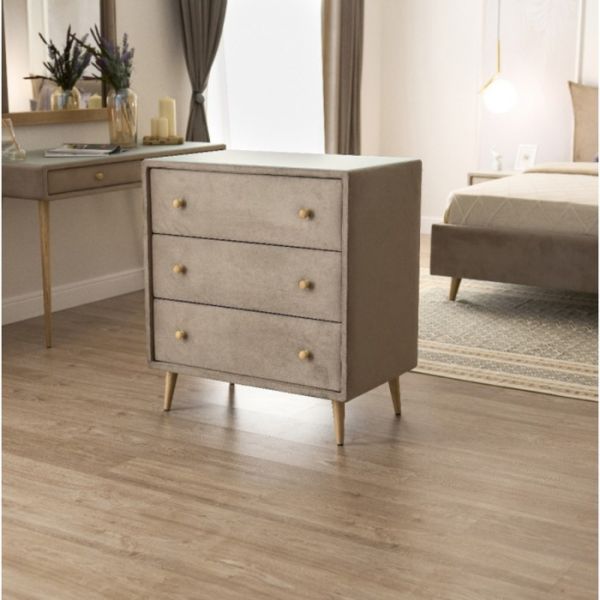 Комод «Олимпия», 3 ящика, стекло, велюр, цвет velutto 05