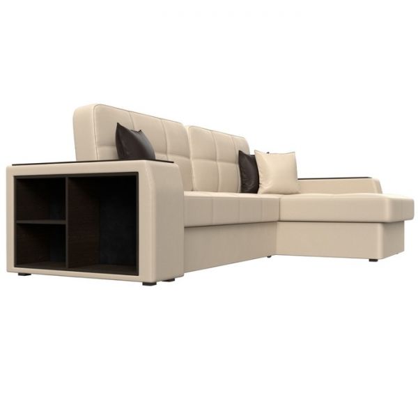 Угловой диван «Брюссель», механизм дельфин, экокожа, цвет бежевый