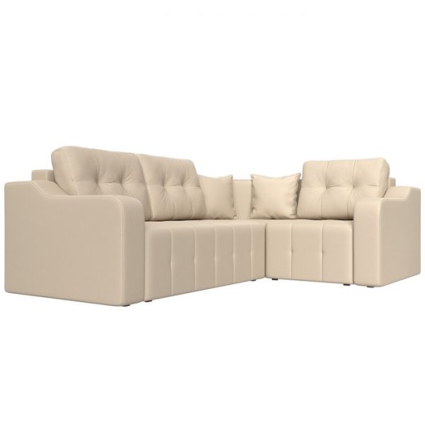 Угловой диван «Кембридж», механизм еврокнижка, экокожа, цвет бежевый