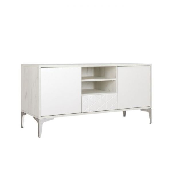 Тумба под ТВ Марципан 13.265, 1215х456х597, Дуб белый/шагрень платина