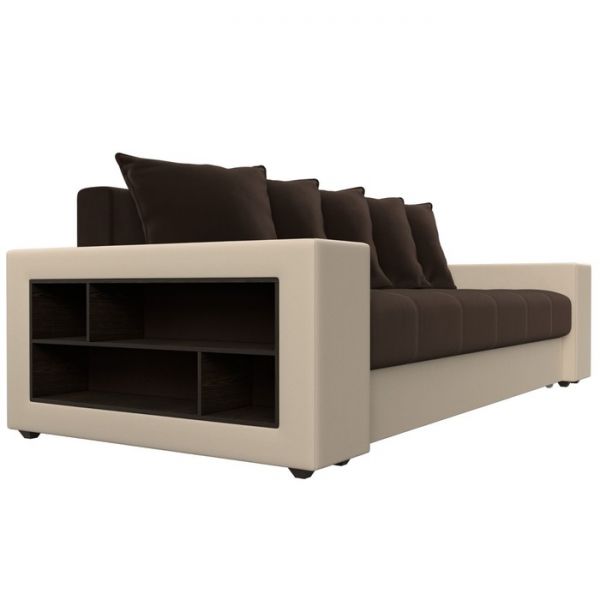 Диван прямой «Дубай», механизм еврокнижка, цвет серая рогожка / чёрная экокожа